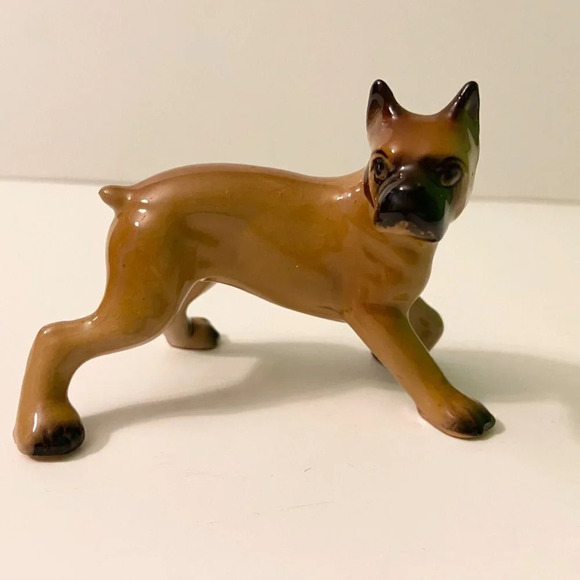 Vintage Ceramic Boxer Dog Figurine  4 Inch Long Figure - Picture 1 of 13